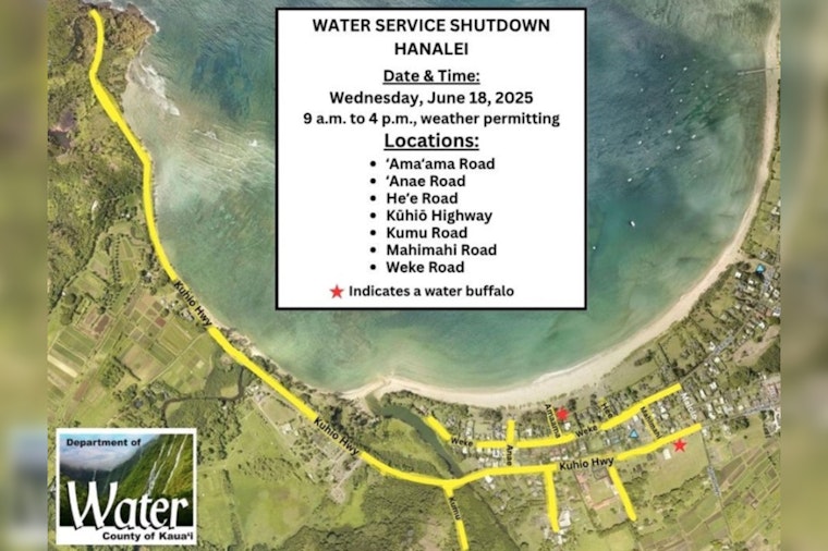 Hanalei Set for Water Service Shutdown on June 18 for Infrastructure Upgrades