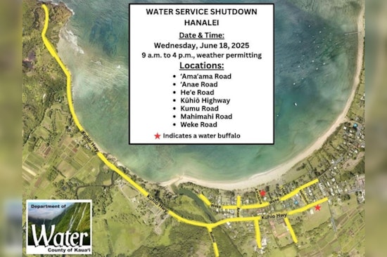 Hanalei Set for Water Service Shutdown on June 18 for Infrastructure Upgrades
