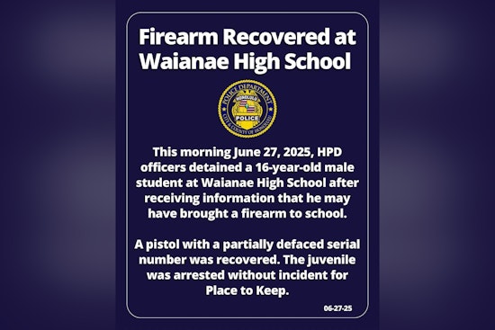 Honolulu Police Apprehend Teen with Firearm at Waianae High School as Serial Number Defaced
