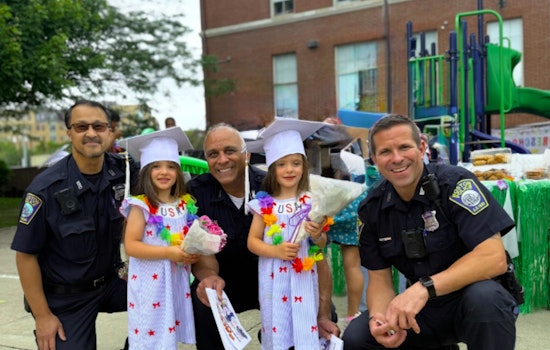 Boston Police Celebrate Preschool Graduates at Kennedy Center School in Charlestown with Safety Coloring Books