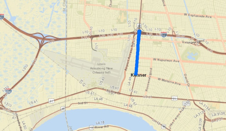 Jefferson Parish Alert, Lane Closures on LA 49 Williams Blvd for Sidewalk and Curb Ramp Repairs