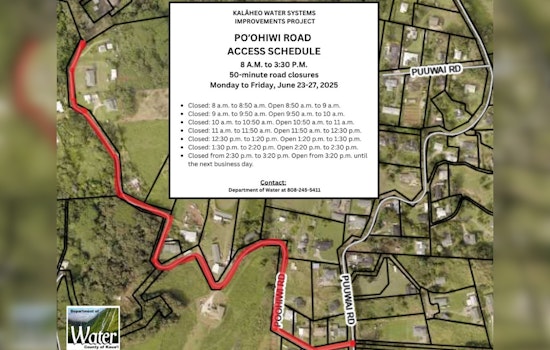 Kalāheo Drivers Alert as Upcoming Poʻohiwi Road Closures for Resurfacing Work Scheduled June 23-27