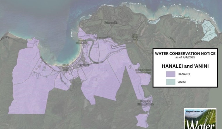 Kauai Residents in Hanalei and ʻAnini Urged to Maintain Water Conservation Efforts to Prevent Outages