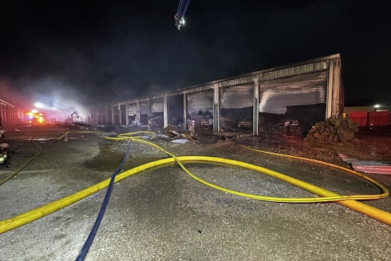 Massive Fire Engulfs 16 Units at Harris County Storage Facility, Firefighters Battle Heat to Contain Blaze
