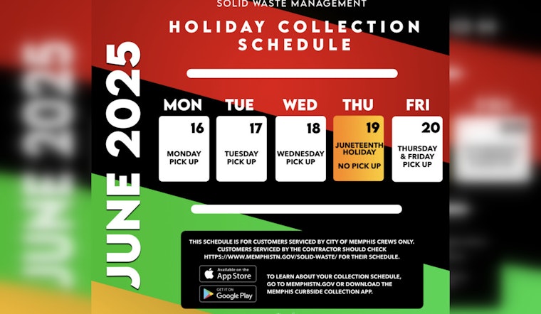 Memphis City Offices to Close for Juneteenth and Revised Trash Collection Schedule Announced