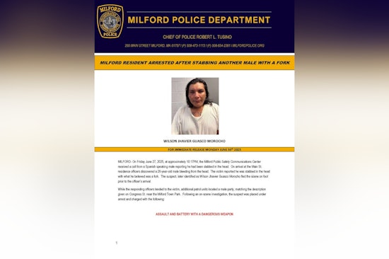 Milford Man Charged with Assault After Allegedly Using Fork as Weapon in Main St. Altercation