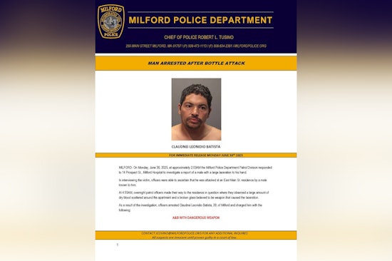 Milford Man Charged with Assault and Battery After Alleged Glass Attack