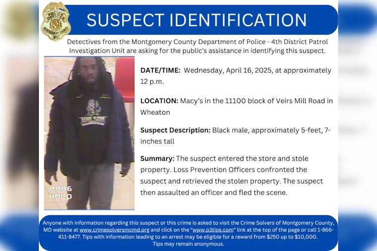 Montgomery County Police Seek Public's Help to Identify Suspect in Veirs Mill Road Theft and Assault