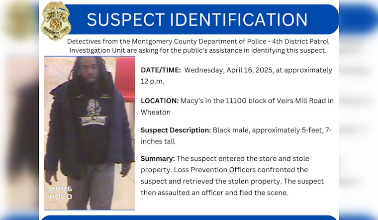 Montgomery County Police Seek Public's Help to Identify Suspect in Veirs Mill Road Theft and Assault