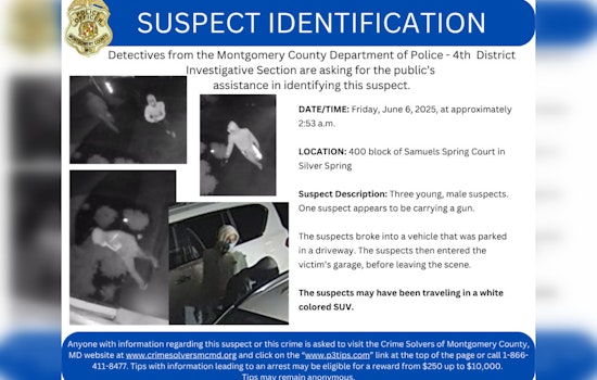 Montgomery County Police Seek Public's Help to Identify Suspects in Samuels Spring Court Theft and Burglary