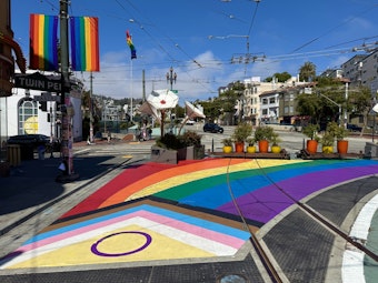 Large-Scale Pride Flag Mural at Castro's Jane Warner Plaza Completed