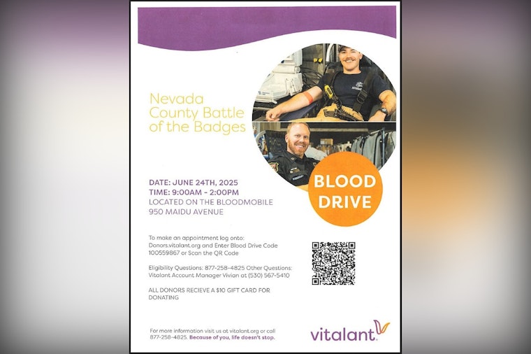 Nevada County Braces for 'Battle of the Badges' Blood Drive Showdown Next Tuesday