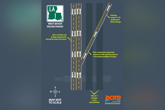 New Traffic Patterns on LA 1 as Northbound Drivers Use New Exit Ramp onto I-10 East