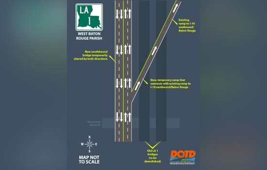 New Traffic Patterns on LA 1 as Northbound Drivers Use New Exit Ramp onto I-10 East