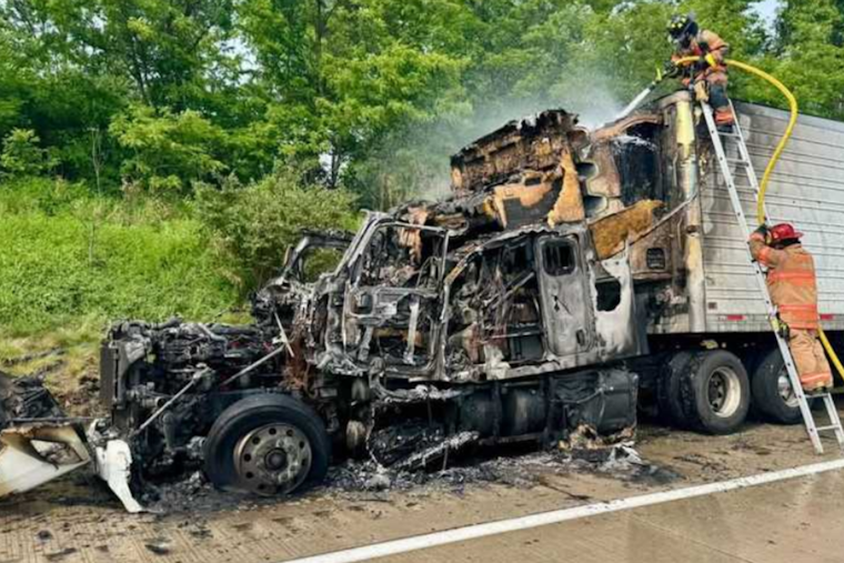 No Injuries Reported as Tractor-Trailer Erupts in Flames on I-79 in Washington County, Causes Traffic Delays