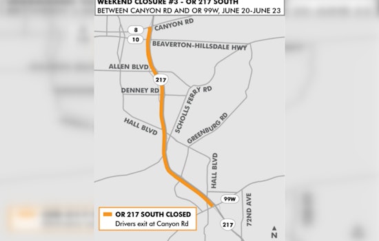 ODOT Announces Third June Closure for Southbound OR 217: Detours and Cautions in Place for Weekend Construction
