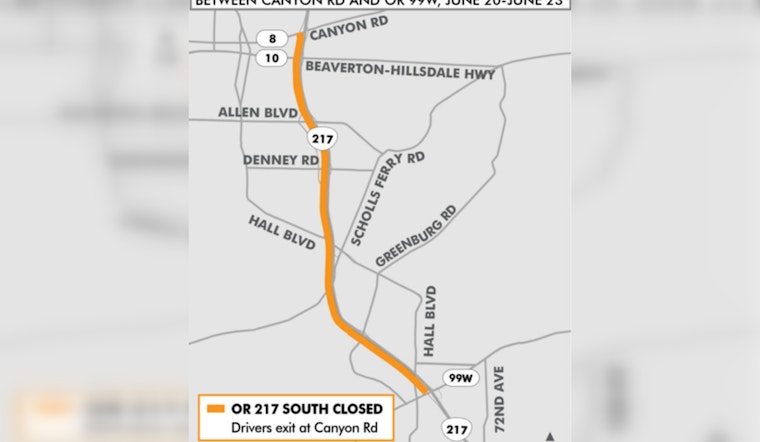 ODOT Announces Third June Closure for Southbound OR 217: Detours and Cautions in Place for Weekend Construction