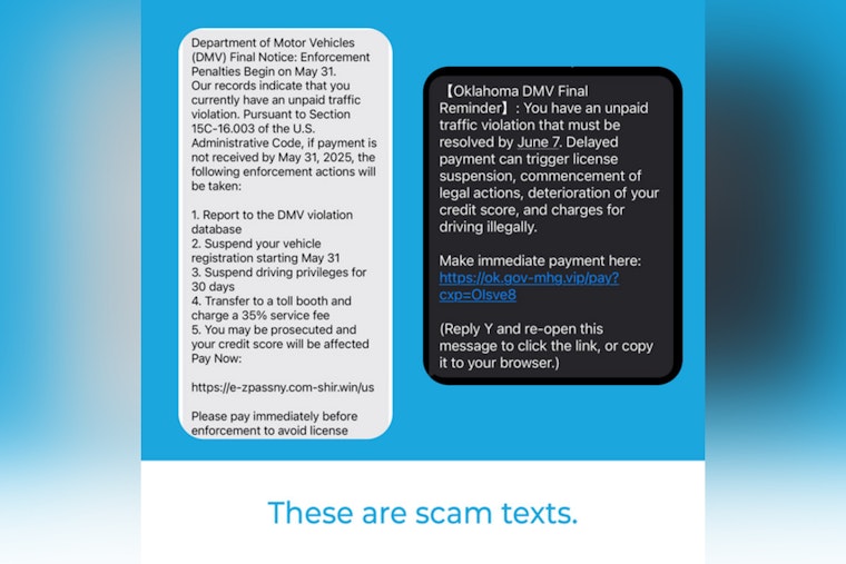 Oklahomans Warned of Phony Traffic Fine Text Message Scams by Service Oklahoma