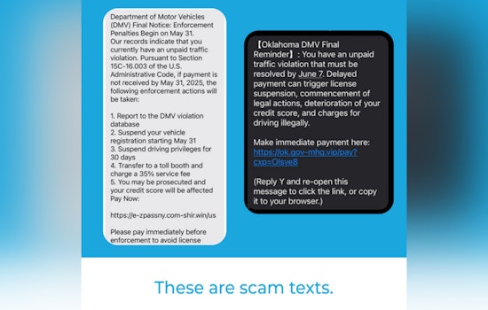 Oklahomans Warned of Phony Traffic Fine Text Message Scams by Service Oklahoma