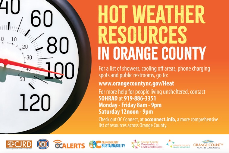 Orange County Issues Extreme Heat Warning as Cooling Centers Open in Carrboro, Chapel Hill, and Hillsborough