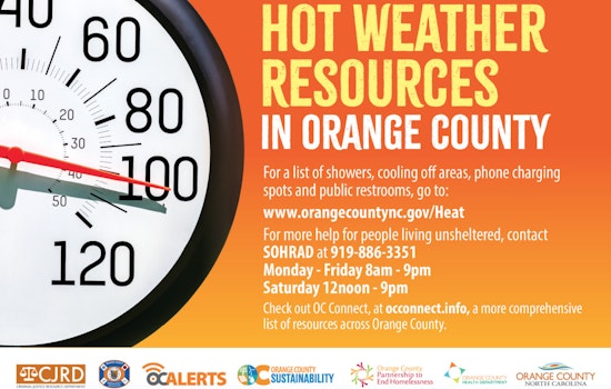 Orange County Issues Extreme Heat Warning as Cooling Centers Open in Carrboro, Chapel Hill, and Hillsborough