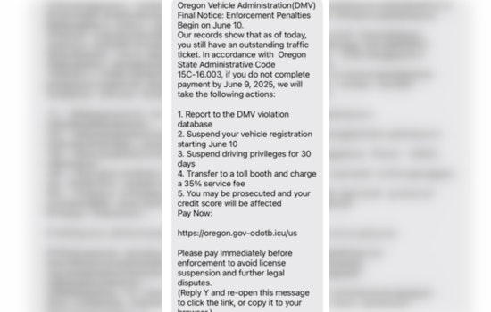 Oregon DMV Warns Citizens of New Text and Email Scam Threatening License Suspension