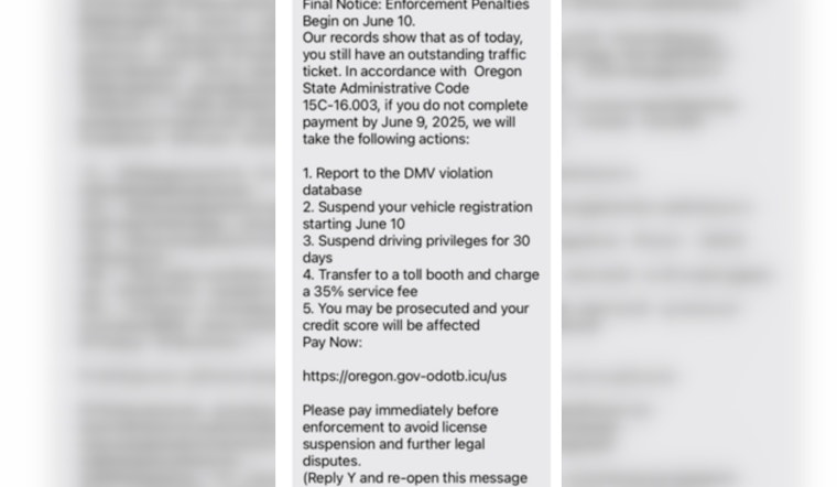Oregon DMV Warns Citizens of New Text and Email Scam Threatening License Suspension