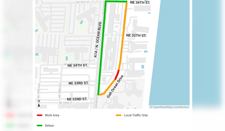 Overnight Utility Work Disrupts Traffic on Galt Ocean Drive in Fort Lauderdale