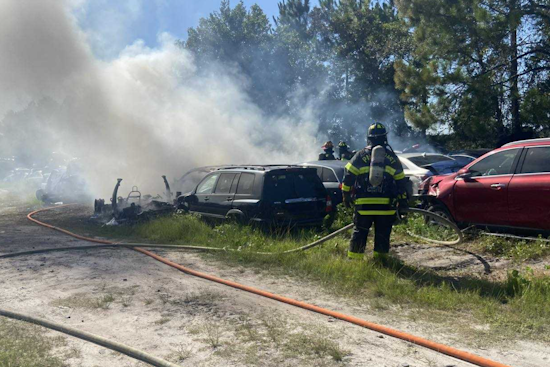 Palm Coast Firefighters Extinguish Car Yard Blaze, Prevent Further Damage to 16 Vehicles