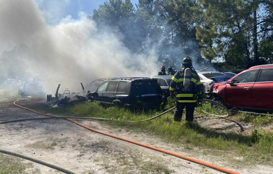 Palm Coast Firefighters Extinguish Car Yard Blaze, Prevent Further Damage to 16 Vehicles