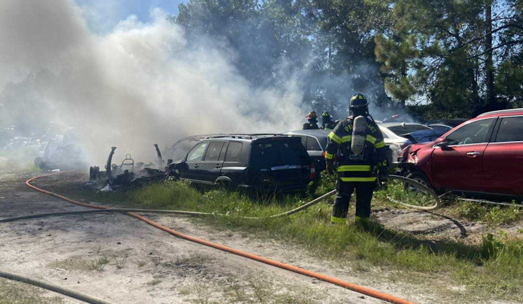 Palm Coast Firefighters Extinguish Car Yard Blaze, Prevent Further Damage to 16 Vehicles