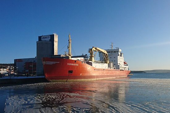 Sail-Equipped "MV Sunnanvik" Freighter Runs Aground Near Cleveland's East Bank of the Flats