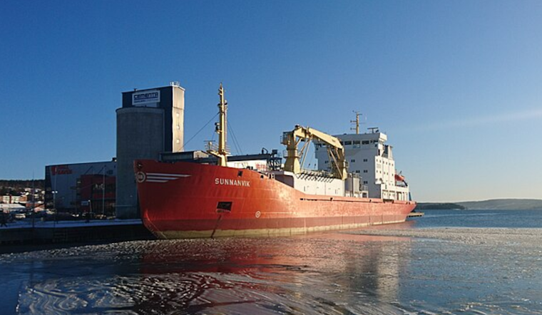 Sail-Equipped "MV Sunnanvik" Freighter Runs Aground Near Cleveland's East Bank of the Flats