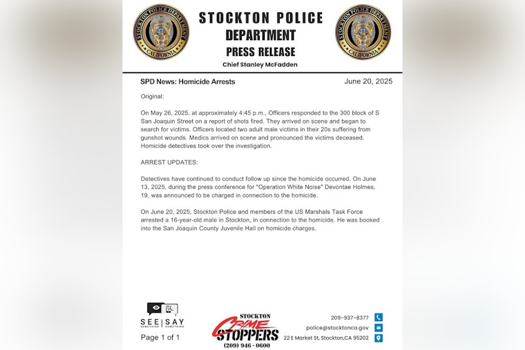 Stockton Police Apprehend Two Suspects in May Double Homicide Case