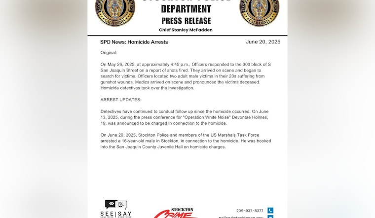 Stockton Police Apprehend Two Suspects in May Double Homicide Case