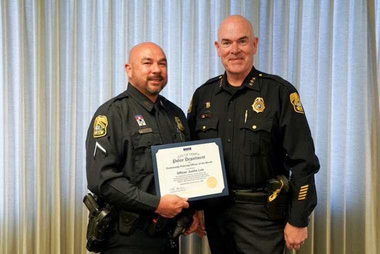 Tampa Police Department Honors MPO Justin Lee as Community Policing Officer of the Month for Impactful Neighborhood Safety Operation