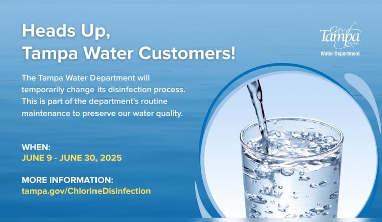 Tampa Water Department Announces Temporary Shift to Chlorine Disinfection in June for Maintenance