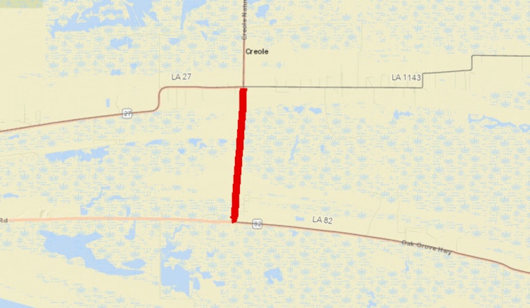 Temporary Road Closures on LA 82 in Cameron Parish Due to Nightly Utility Work