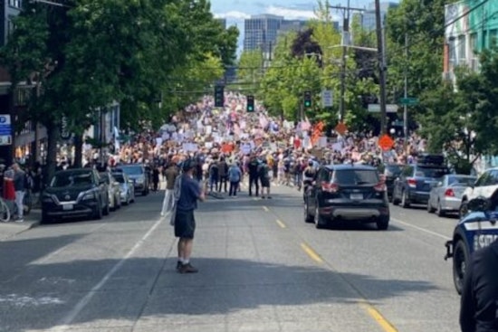 Thousands March Peacefully Through Seattle Supported by Police Outreach Team