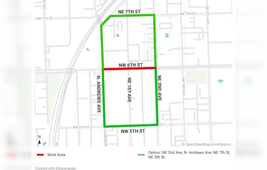 Upcoming Road Closure at NE 1st Avenue and NE 6th Street in Fort Lauderdale for Road Restoration Work