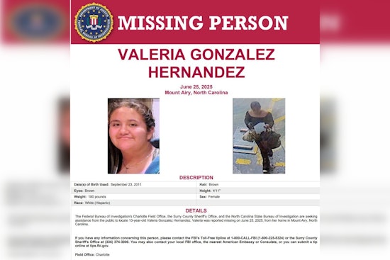 Amber Alert Issued for Missing 13-Year-Old Valeria Gonzalez Hernandez in Raleigh and Mount Airy, NC