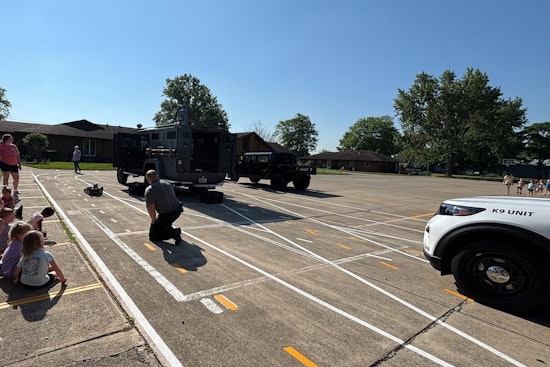 Anderson Police and Fire Departments Team Up for Fire Safety Demo at Wee Giggles Daycare, Introduce K9 Jackson to Kids