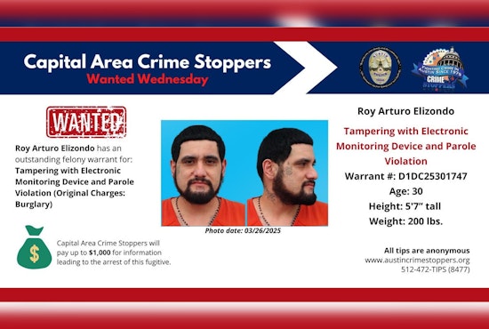 Austin Police Hunt for Fugitive Accused of Tampering with Monitoring Device and Parole Violation