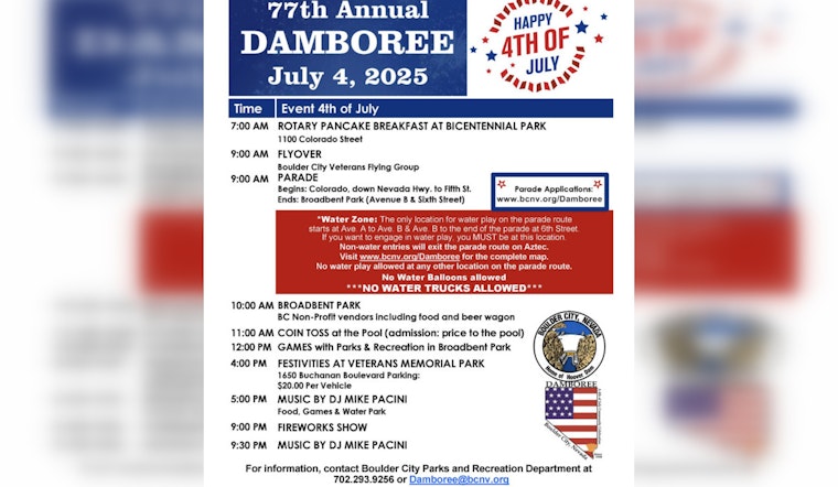 Boulder City Police Urge Safe Celebration for 77th Annual Damboree this July 4th