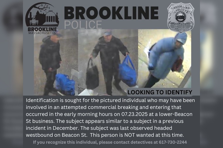 Brookline Police Seek Public's Help to Identify Person of Interest in Beacon Street Attempted Break-In