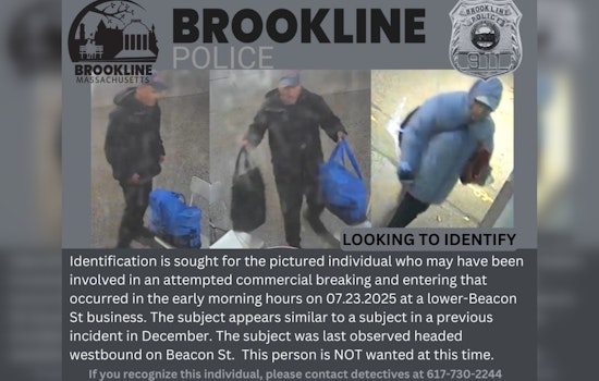 Brookline Police Seek Public's Help to Identify Person of Interest in Beacon Street Attempted Break-In