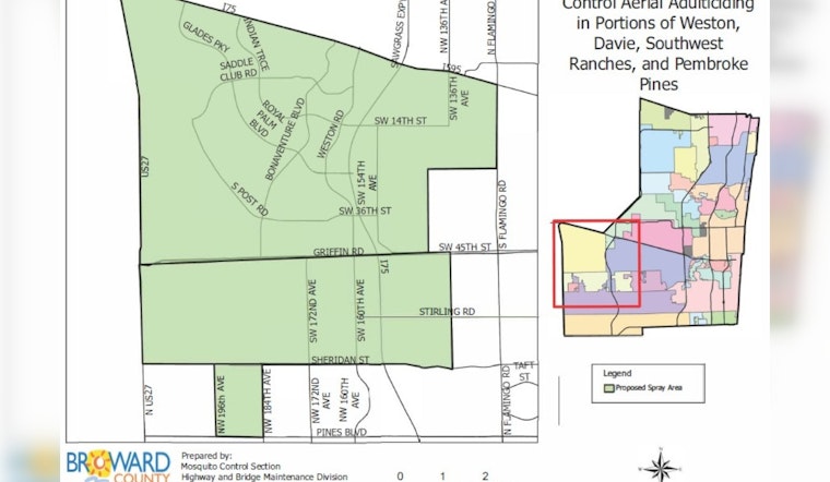 Broward County Announces Aerial Mosquito Control in Southwest Ranches, Davie, Pembroke Pines, and Weston