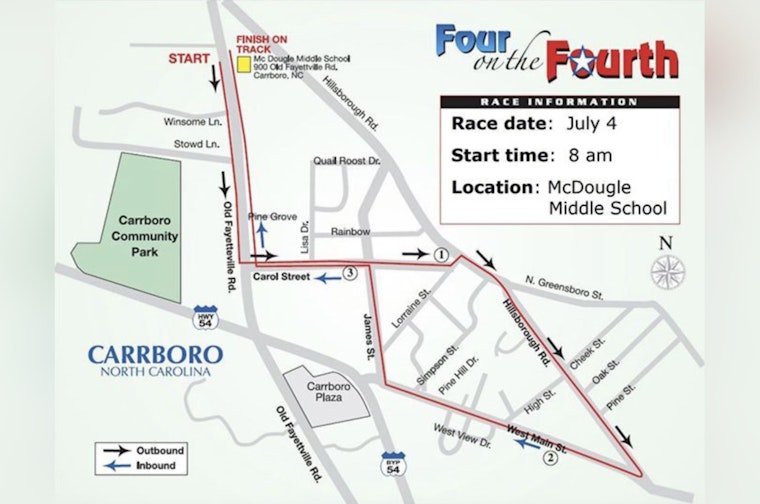 Carrboro's "Four on the Fourth" Road Race to Spark Independence Day Festivities and Community Support
