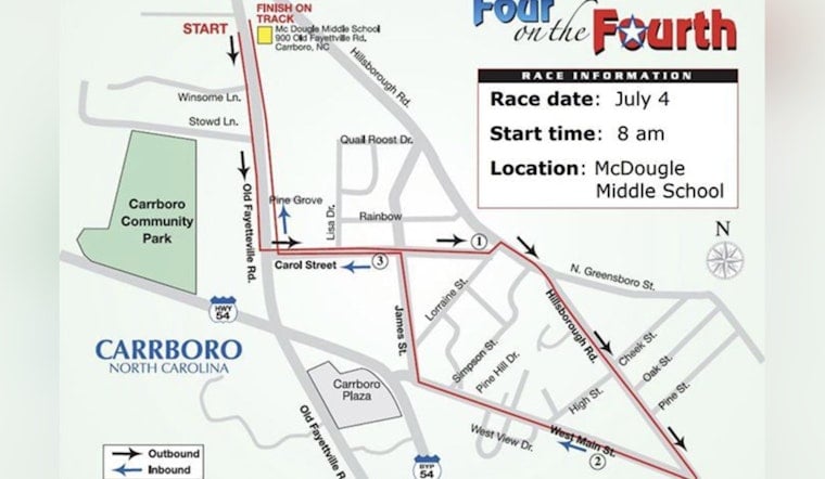 Carrboro's "Four on the Fourth" Road Race to Spark Independence Day Festivities and Community Support