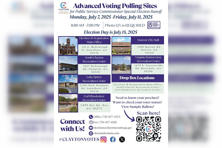 Clayton County Opens Six Sites for Advanced Voting in Public Service Commission Runoff